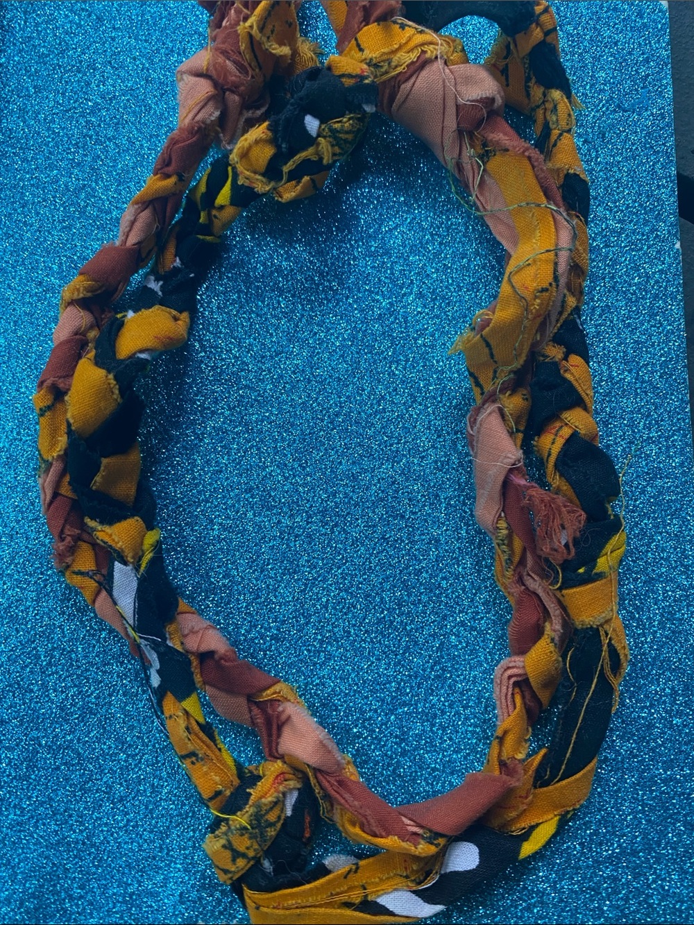 Braided Fabric Headband in Mustard Yellow & Dusty Pink